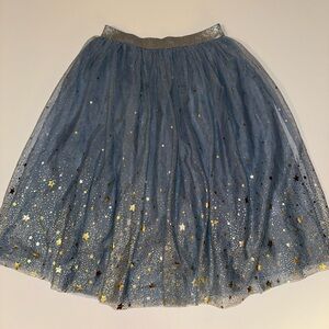 Mini Boden Metallic Ombre Tulle Skirt Girls 11-12 NWT Blue Gold Stars Holidays
